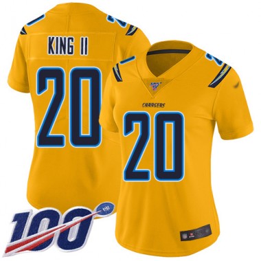 Los Angeles Chargers NFL Football Desmond King Gold Jersey Women Limited #20 100th Season Inverted Legend